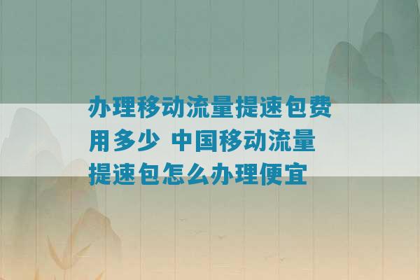 移动怎么办理流量优惠（移动怎么办理便宜的流量包）