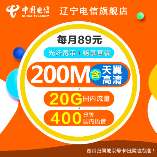 天翼电信大流量卡（天翼通用大流量包20g20元月）
