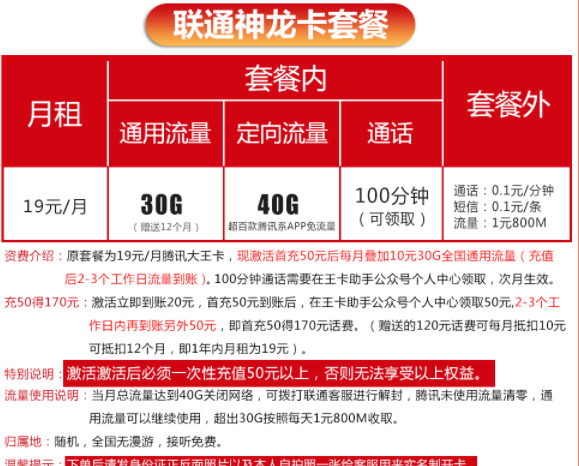 电信19元大流量卡资费标准（电信19元100g流量卡是真的吗）