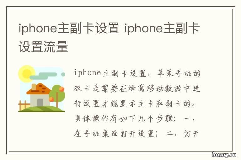 设置苹果主卡副卡流量（iphone主副卡流量设置）