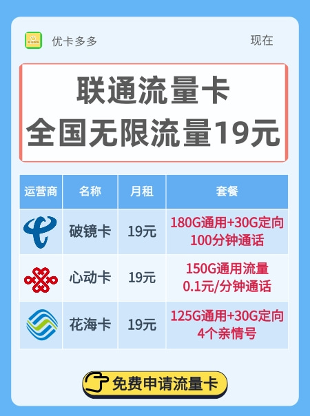 抚顺联通66元流量卡（联通19元6g流量卡）